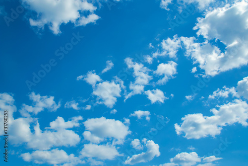 Beautiful blue sky with clouds, it's a clear sky day.