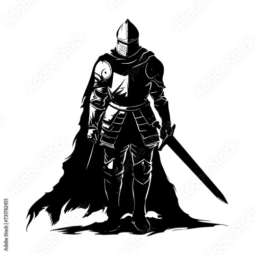 Silhouette knight full body black color only