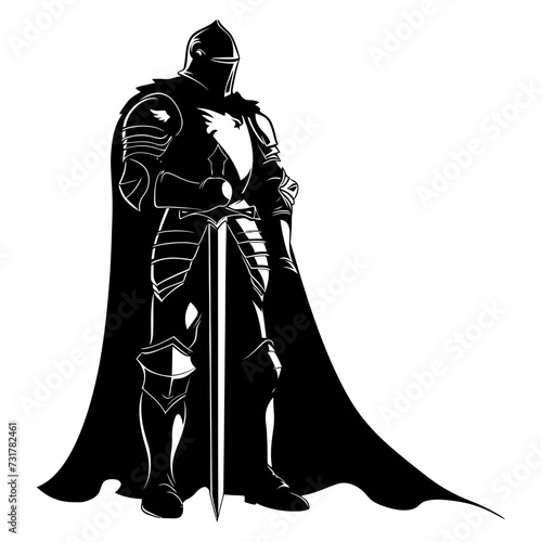 Silhouette knight full body black color only