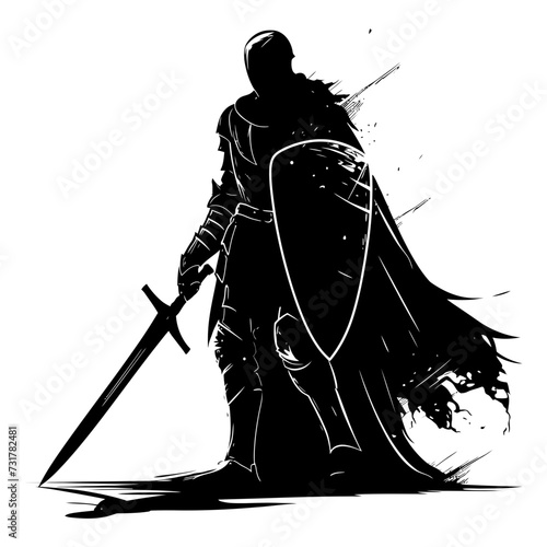 Silhouette knight full body black color only