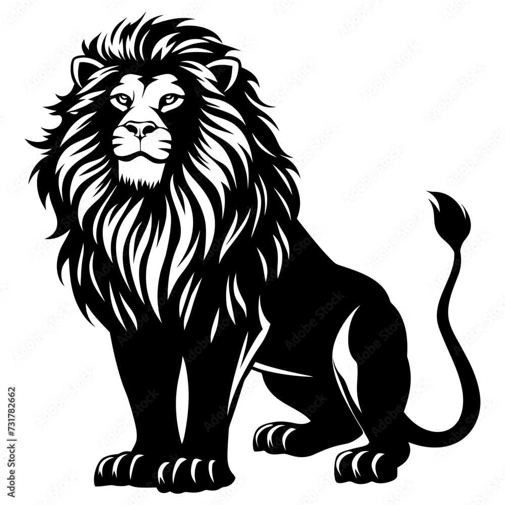 Silhouette lion black color only Silhouette lion black color only