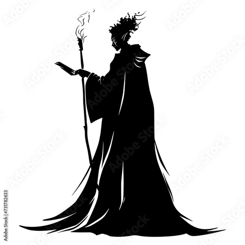 Silhouette mage full body black color only