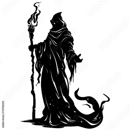 Silhouette mage full body black color only