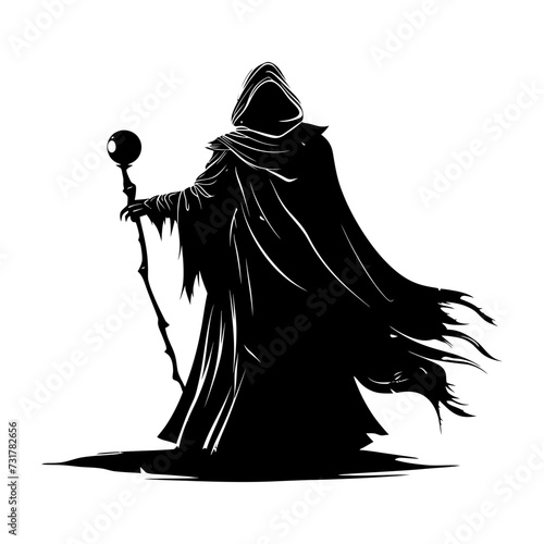 Silhouette mage full body black color only