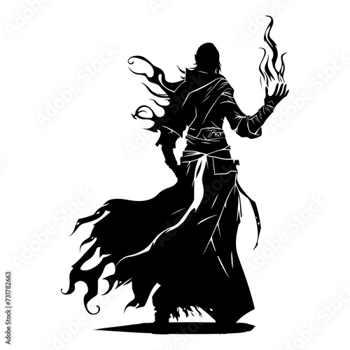 Silhouette mage full body black color only