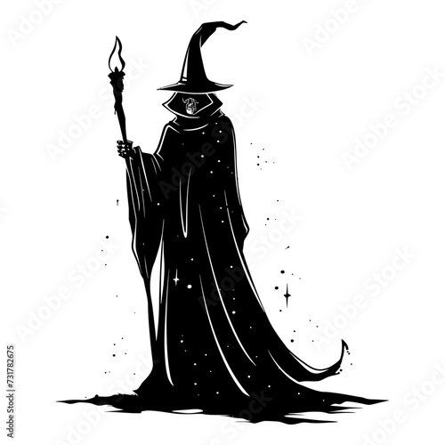 Silhouette mage full body black color only
