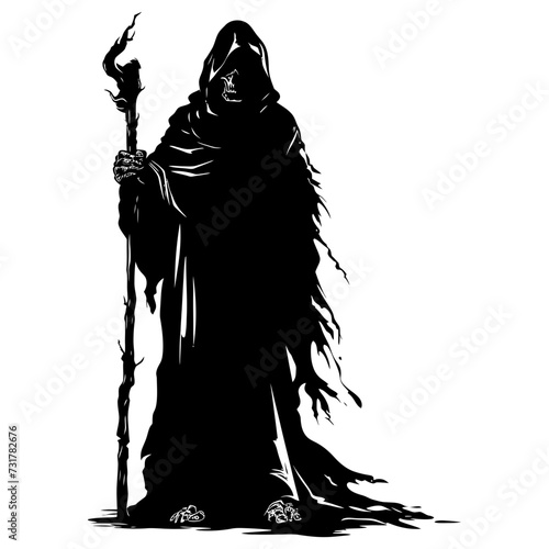 Silhouette mage full body black color only