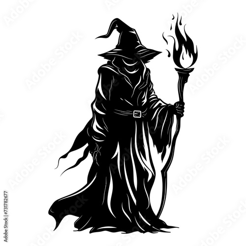 Silhouette mage full body black color only