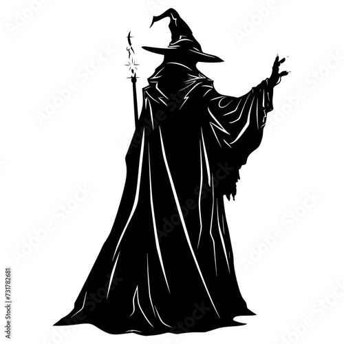 Silhouette mage full body black color only