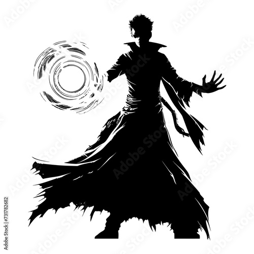 Silhouette mage full body black color only