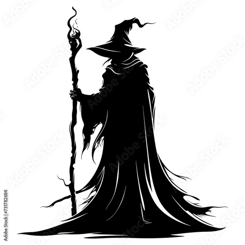 Silhouette mage full body black color only