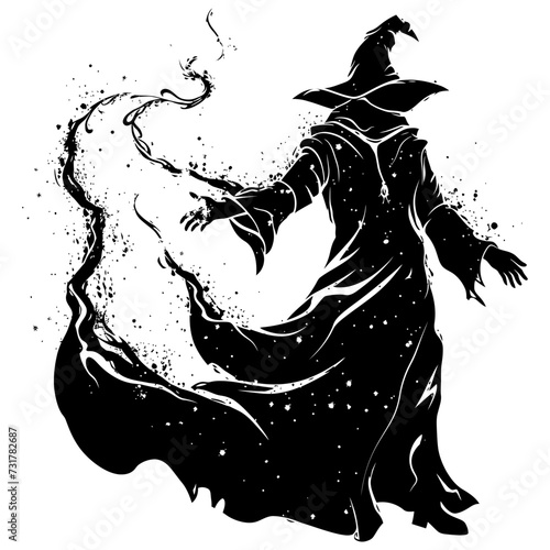 Silhouette mage full body black color only