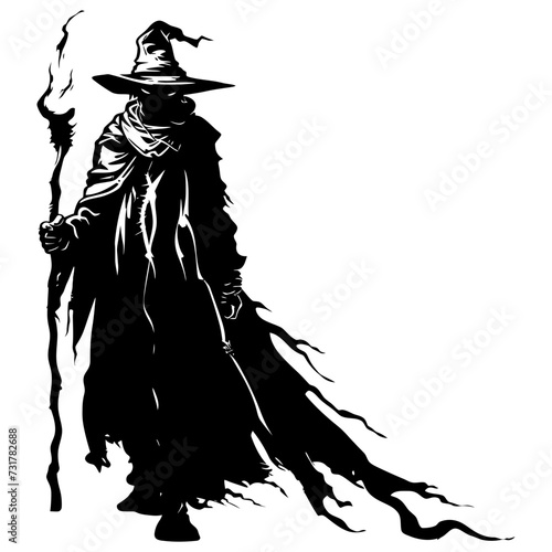 Silhouette mage full body black color only