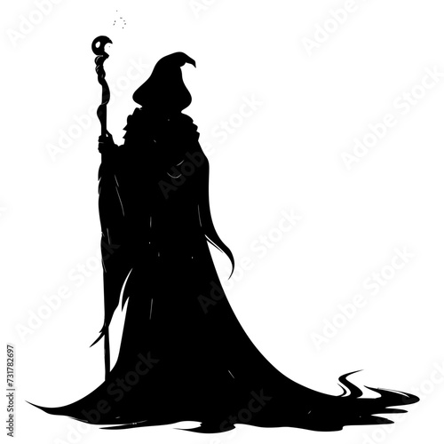 Silhouette mage full body black color only