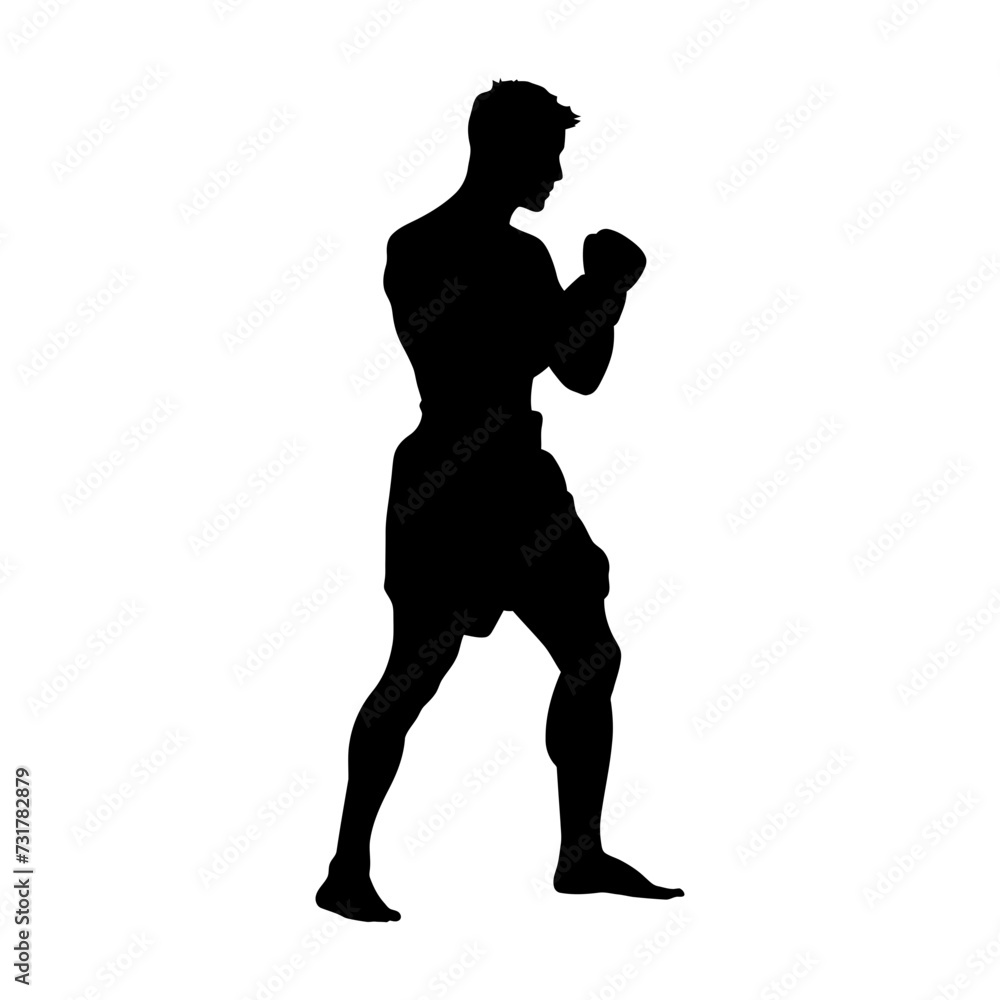Silhouette muay thai full body black color only Silhouette muay thai full body black color only