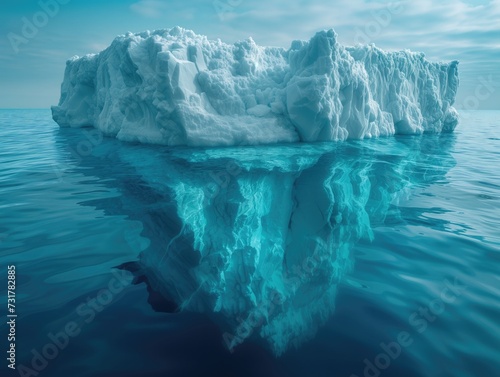 dent as iceberg, cinematic shot, clear underwater portion 