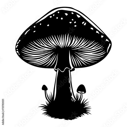 Silhouette mushroom full body black color only