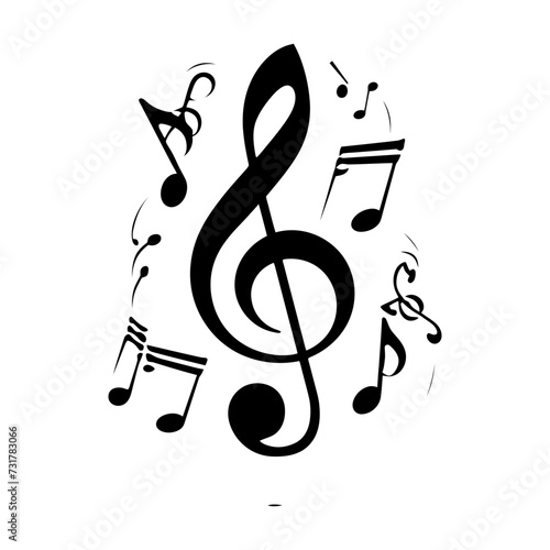 Silhouette musical notes logo symbol black color only