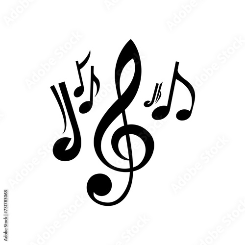 Silhouette musical notes logo symbol black color only