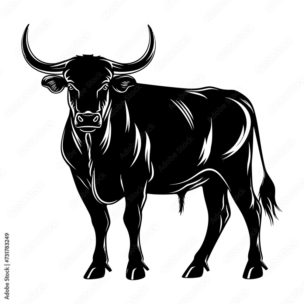 Naklejka premium Silhouette ox or cow black color only
