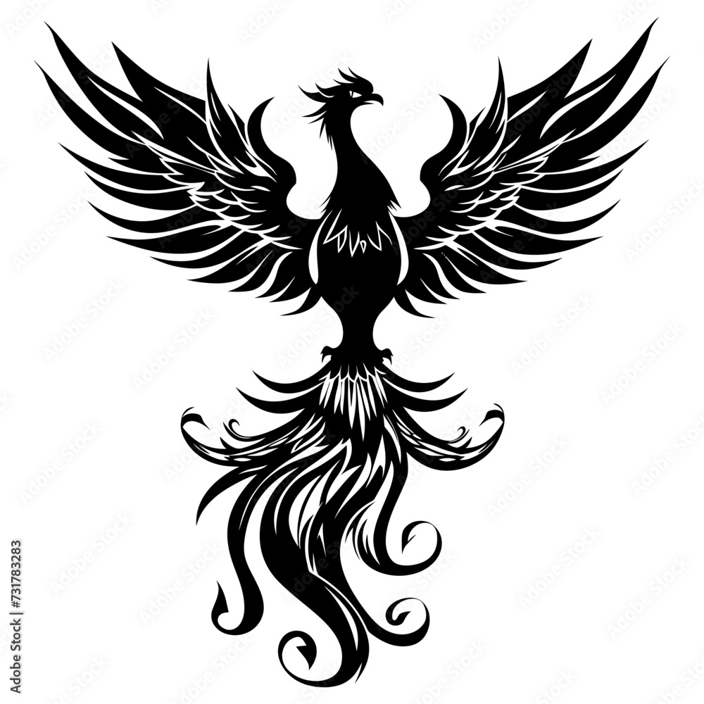 Silhouette Phoenix the fire bird full body black color only Silhouette Phoenix the fire bird full body black color only