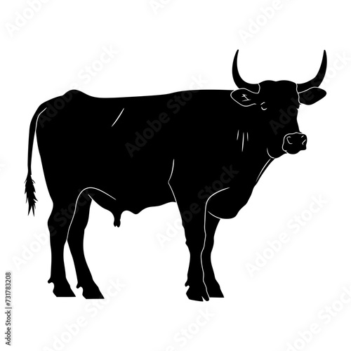 Silhouette ox or cow black color only