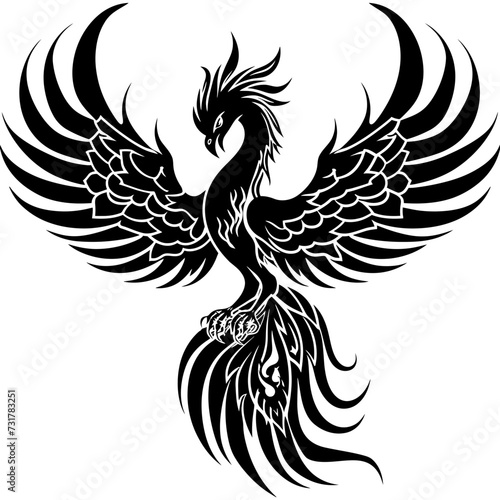 Silhouette Phoenix the fire bird full body black color only