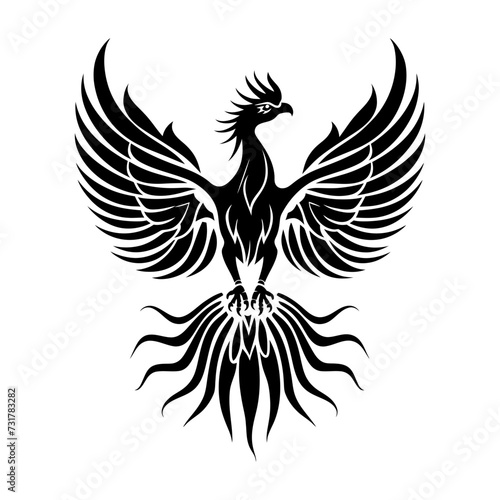 Silhouette Phoenix the fire bird full body black color only © NikahGeh