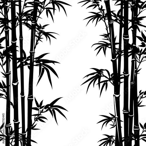 Silhouette bamboo forest full body black color only