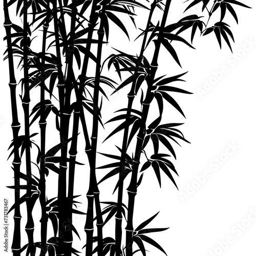 Silhouette bamboo forest full body black color only