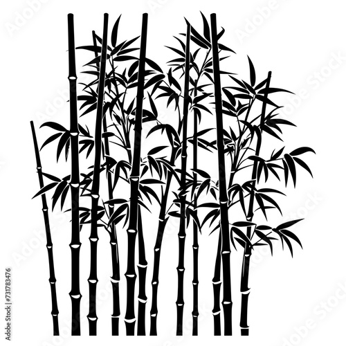 Silhouette bamboo forest full body black color only