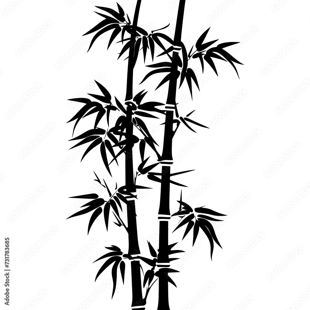 Naklejka premium Silhouette bamboo full body black color only