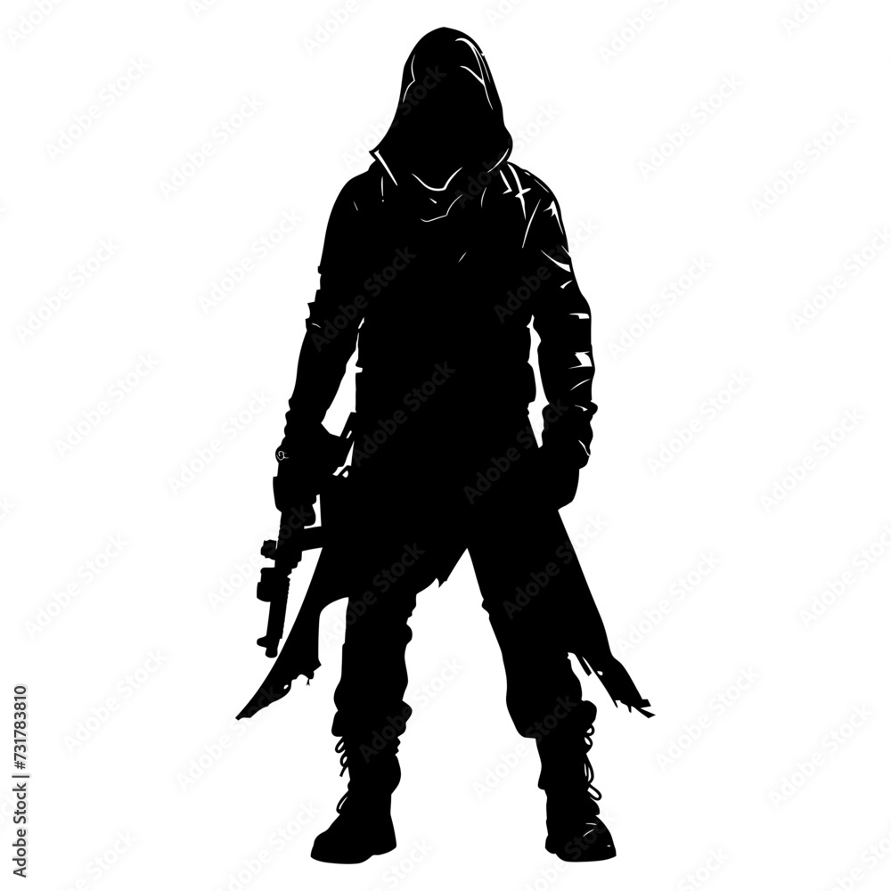 Silhouette assassin full body black color only Silhouette assassin full body black color only