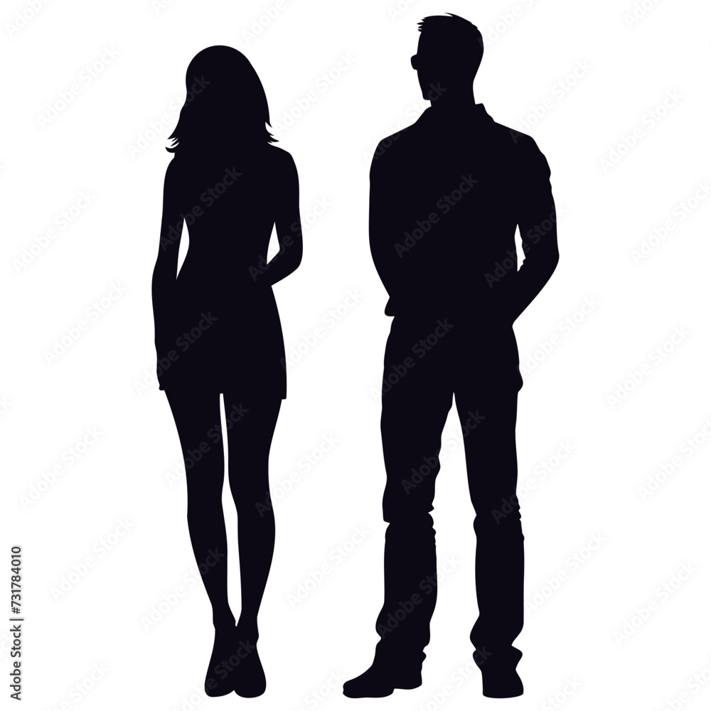 Silhouette couple of man and women full body black color only Silhouette couple of man and women full body black color only