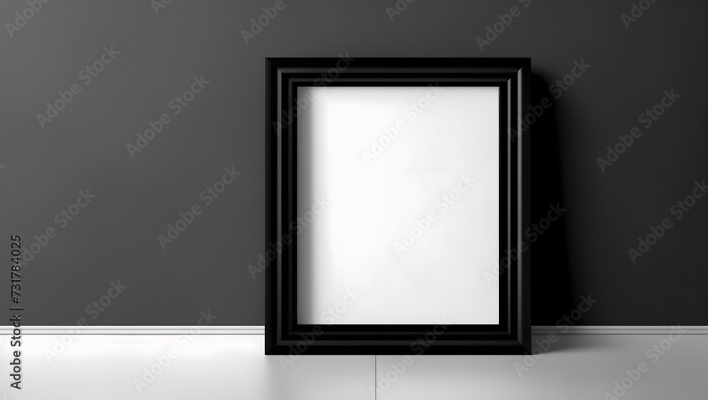 Empty frame with copy space on black wall Empty frame with copy space on black wall
