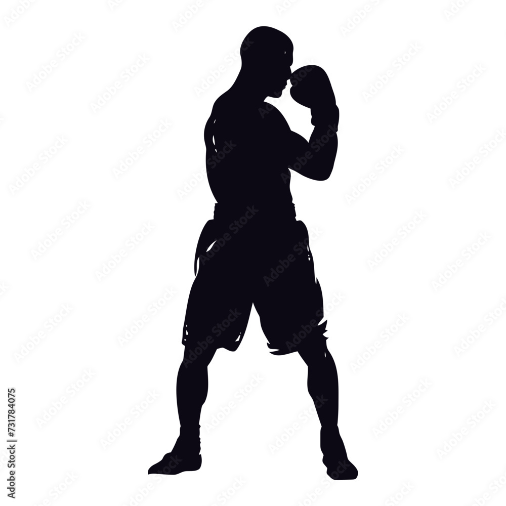 Silhouette boxing full body black color only