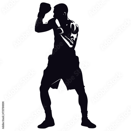 Silhouette boxing hit full body black color only