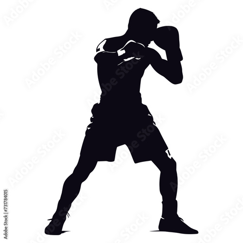 Silhouette boxing hit jab full body black color only