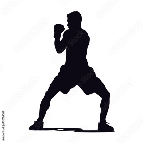 Silhouette boxing hit full body black color only