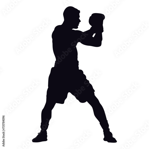 Silhouette boxing hit jab full body black color only