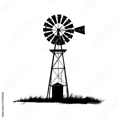 Silhouette windmill black color only full body