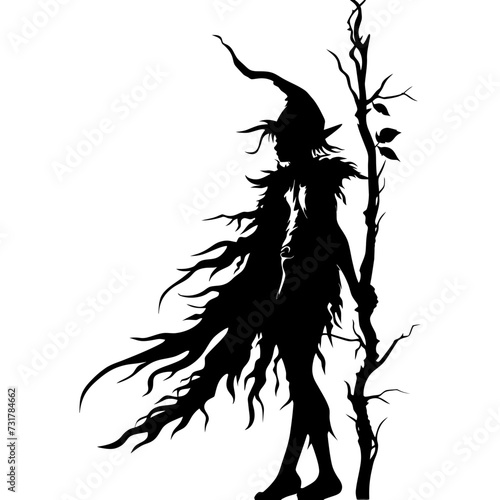 Silhouette elf or elves mythical race from game black color only