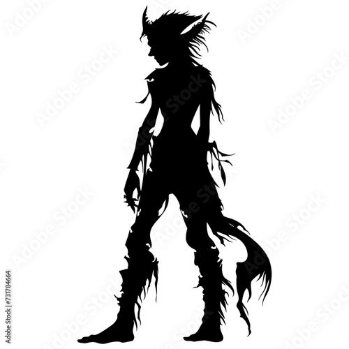 Silhouette elf or elves mythical race from game black color only