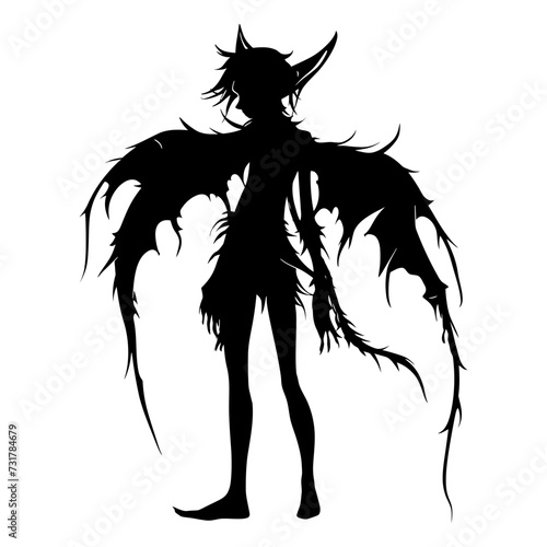 Silhouette elf or elves mythical race from game black color only