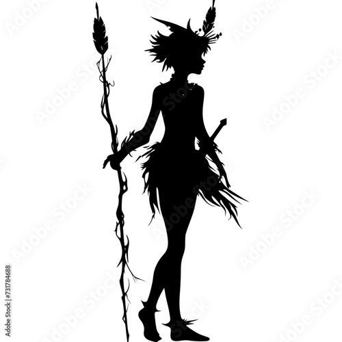 Silhouette elf or elves mythical race from game black color only