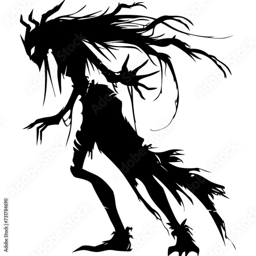 Silhouette elf or elves mythical race from game black color only