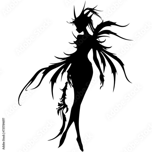 Silhouette elf or elves mythical race from game black color only