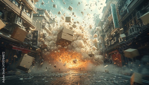 Box-O-Matic Explosion: A Futuristic Monthly Event Generative AI photo