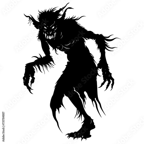 Silhouette goblin mythical race from game black color only