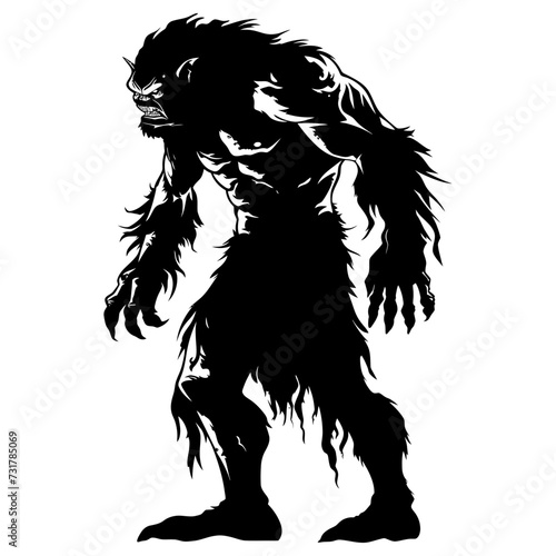 Silhouette ogre mythical race from game black color only
